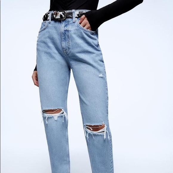 ZARA Denim Jeans Relaxed Fit Ripped/Distressed - Picture 6 of 9